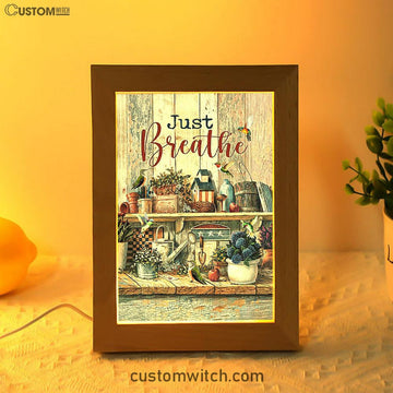 Just Breathe Kitchen Hummingbird Art Frame Lamp - Bible Verse Wooden Lamp - Christian Art Home Decor
