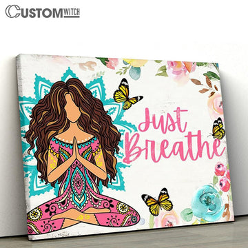 Just Breathe Namaste Yoga Wall Art - Boho-chic Wall Art for Women - Hippie Zen Wall Art