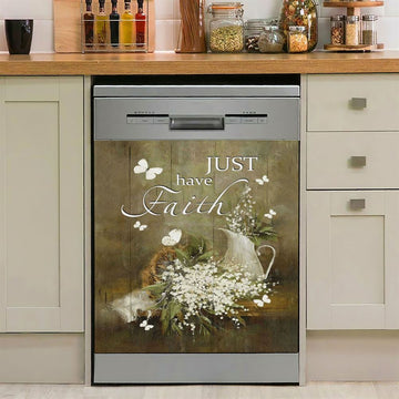 Just Have Faith Baby Flower Dishwasher Cover, Christian Dishwasher Wrap, Bible Verse Kitchen Decoration