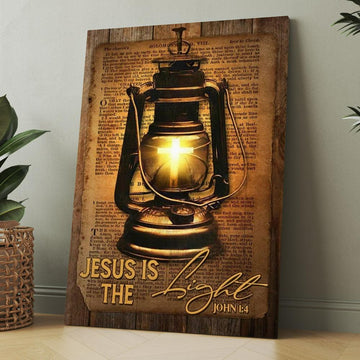 Kerosene Lamp Light Cross Jesus Is The Light Canvas, Christmas Gift for Christian
