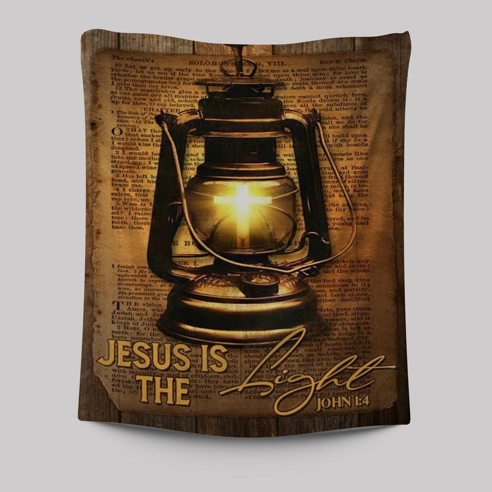Kerosene Lamp Light Cross Jesus Is The Light Tapestry