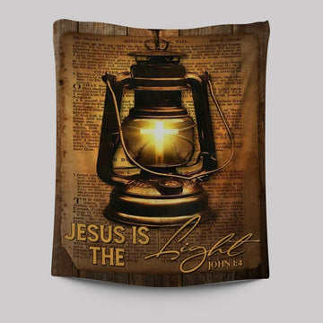 Kerosene Lamp Light Cross Jesus Is The Light Tapestry