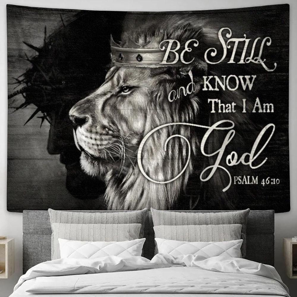 King Of Kings Jesus Black And White Background Be Still And Know That I Am God Tapestry, Tapestries for Living Room Bedroom