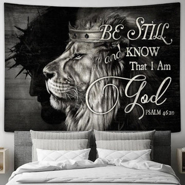 King Of Kings Jesus Black And White Background Be Still And Know That I Am God Tapestry, Tapestries for Living Room Bedroom