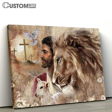 King Of Kings Jesus Dove Cross Canvas Poster