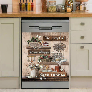 Kitchen Cranberry Be Joyful Pray Always Give Thanks Dishwasher Cover, Christian Dishwasher Wrap, Bible Verse Kitchen Decoration