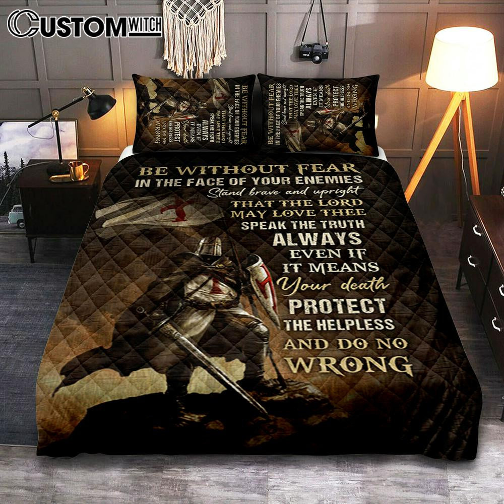 Knight Armor Of God Jesus Painting Quilt Bedding Set - Be Without Fear In The Face Of Your Enemies Quilt Bedding Set Bedroom - Christian Quilt Bedding Set Prints