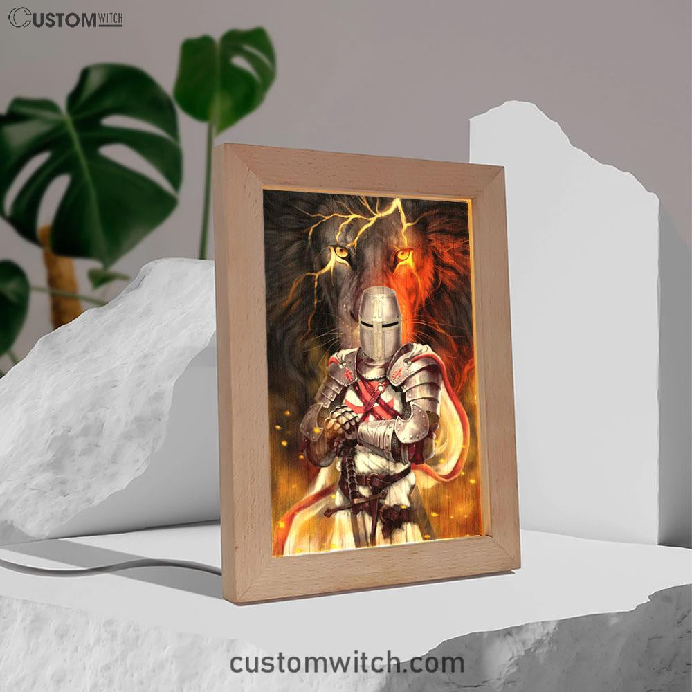 Knight Templar And Lion Jesus Frame Lamp Prints - Jesus Christ Frame Lamp Art - Christian Decor
