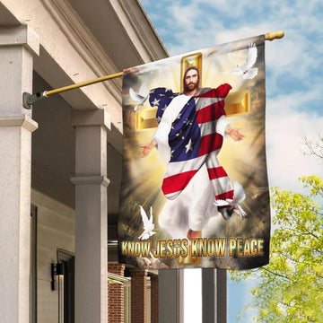 Know Jesus Know Peace Christian Cross House Flag, Christian Flag, Christian Flag, Scripture Flag, Garden Banner