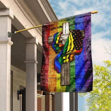 LGBT Christian Cross House Flag, Christian Flag, Christian Flag, Scripture Flag, Garden Banner