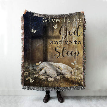 Lamb Of God Dandelion Field Give It To God And Go To Sleep Woven Blanket Art - Christian Art - Bible Verse Throw Blanket - Religious Home Decor