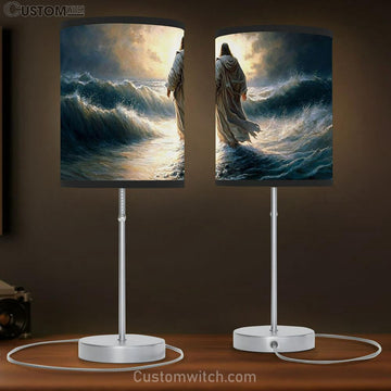 Large Jesus Walking On Water Table Lamp - Jesus Christ Picture - Christian Home Decor