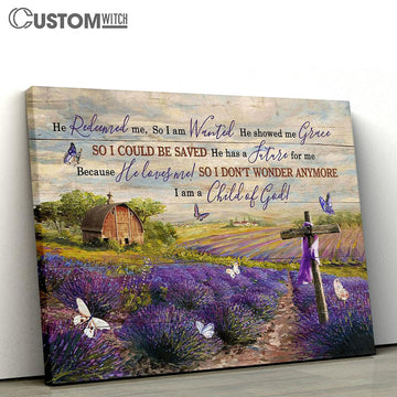 Lavender Flower Field I Am A Child Of God Canvas Art - Christian Wall Art Decor - Bible Verse Canvas