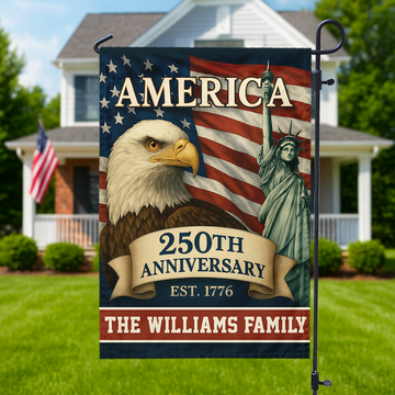 Custom Family Name Celebrate America 250th Anniversary Garden Flag Patriotic Gifts