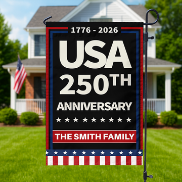 Custom Family Name Celebrate America 250th Anniversary Garden Flag