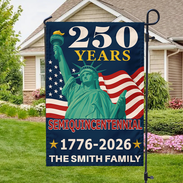 Custom Family Name 250 Years America 1776-2026 Semiquincentennial Garden Flag