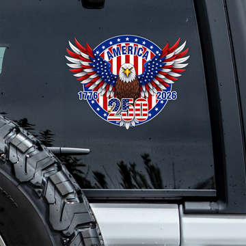 1776-2026 250 Years Birthday America Patriotic Car Window Decal Sticker