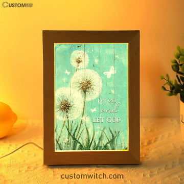 Let Go And Let God Dandelion White Butterfly Frame Lamp - Lion Frame Lamp Print - Christian Art - Religious Home Decor