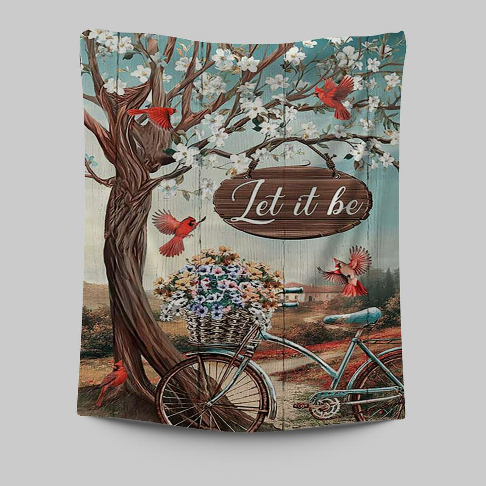 Let It Be Bicycle Red Cardinals Tapestry Wall Art - Bible Verse Tapestry Art - Inspirational Art -  Christian Indoor Wall Tapestries