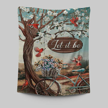 Let It Be Bicycle Red Cardinals Tapestry Wall Art - Bible Verse Tapestry Art - Inspirational Art -  Christian Indoor Wall Tapestries