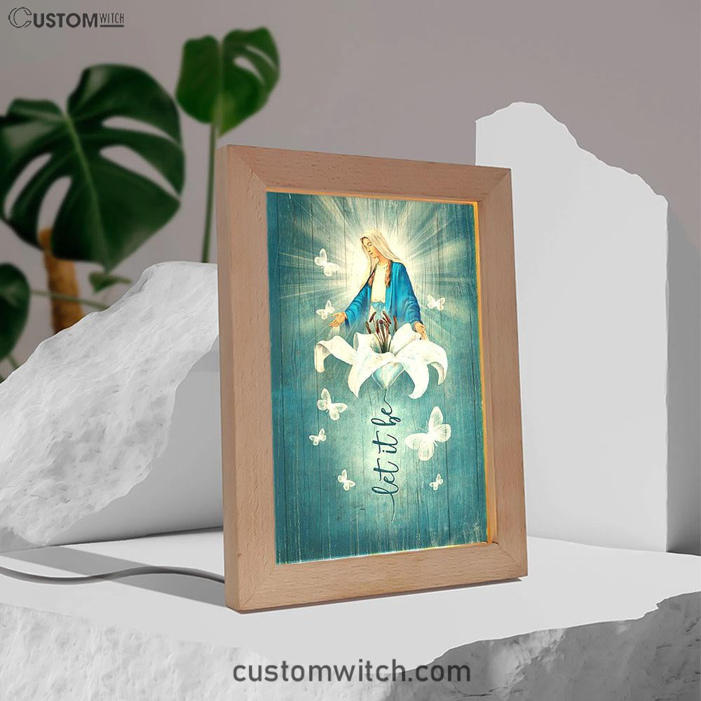 Let It Be Lily Flower Maria Butterfly Frame Lamp - Lion Frame Lamp Print - Christian Art - Religious Home Decor