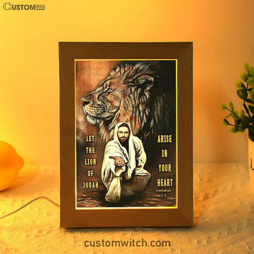Let The Lion Of Judah Arise In Your Heart Frame Lamp Art - Revelation 5 5 - Christian Frame Lamp - Religious Gifts Night Light