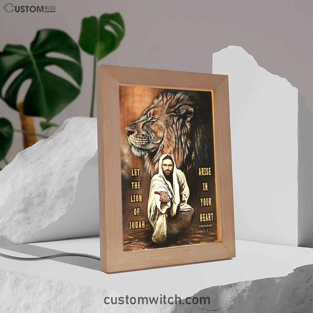 Let The Lion Of Judah Arise In Your Heart Frame Lamp Art - Revelation 5 5 - Christian Frame Lamp - Religious Gifts Night Light