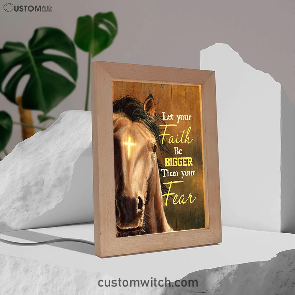 Let Your Faith Be Bigger Than Your Fear Face Of Horse Cross Frame Lamp - Lion Frame Lamp Print - Christian Art - Religious Home Decor