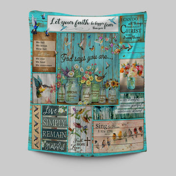 Let Your Faith Be Bigger Than Your Fear Humming Bird Tapestry Wall Art - Christian Wall Tapestry - Religious Tapestries Wall Hanging Prints