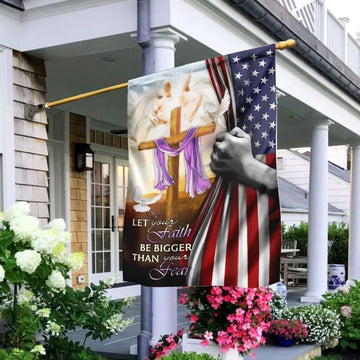 Let Your Faith Be Bigger Than Your Fear Jesus Cross House Flag, Christian Flag, Christian Flag, Scripture Flag, Garden Banner