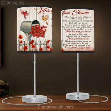 Letter From Heaven Cardinal Mailbox Poppy Flower Large Table Lamp - Christian Table Lamp Prints - Religious Table Lamp Art