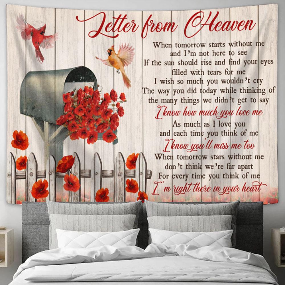 Letter From Heaven Cardinal Mailbox Poppy Flower Large Tapestry - Christian Tapestry Prints - Religious Tapestry Art