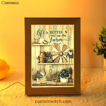 Life Is Better On The Farm Frame Lamp Art - Christian Art - Bible Verse Art - Religious Home Decor