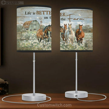 Life Is Better On The Farm Running Horse Daisy Field Lamp Gift Table Lamp - Christian Bedroom Decor - Gifts For Horse Lovers