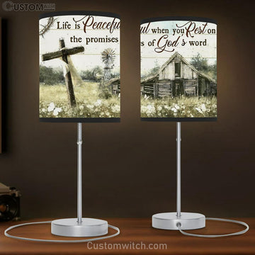 Life Is Peaceful When You Rest On The Promises Of God's Word Flower Garden Large Table Lamp - Religious Table Lamp Art