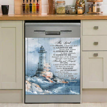 Lighthouses The Lord Is My Pilot Dishwasher Cover, Christian Dishwasher Wrap, Bible Verse Kitchen Decoration