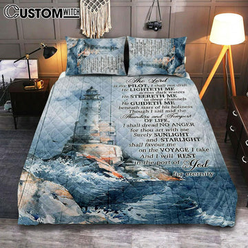 Lighthouses The Lord Is My Pilot Quilt Bedding Set Art - Christian Art - Bible Verse Bedroom - Religious Home Decor
