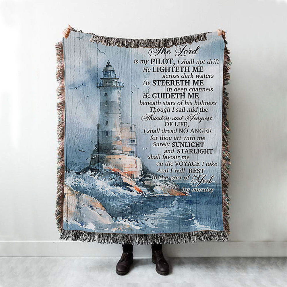 Lighthouses The Lord Is My Pilot Woven Blanket Art - Christian Art - Bible Verse Throw Blanket - Religious Home Decor