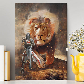 Lion And Knight Templar Jesus Canvas Prints - Jesus Christ Canvas Art - Christian Wall Decor
