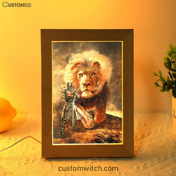Lion And Knight Templar Jesus Frame Lamp Prints - Jesus Christ Frame Lamp Art - Christian Decor