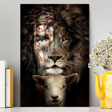 Lion And Lamb Canvas Wall Art - Christian Wall Canvas - Religious Canvas Prints