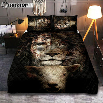 Lion And Lamb Quilt Bedding Set Bedroom - Christian Cover Twin Bedding Quilt Bedding Set - Religious Quilt Bedding Set Prints