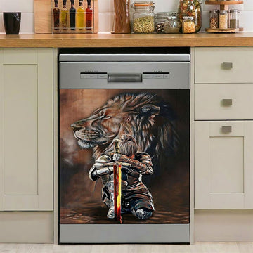 Lion And Women Warrior Dishwasher Cover, Christian Dishwasher Wrap, Religious Kitchen Decoration