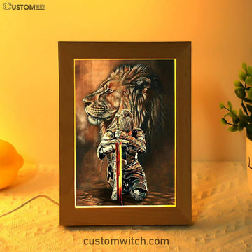 Lion And Women Warrior Frame Lamp Art - Christian Frame Lamp - Religious Gifts Night Light