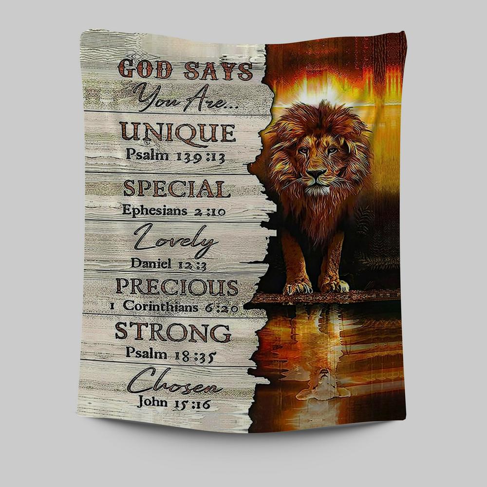 Lion God Says You Are Tapestry Prints - Lion Tapestry Art - Christian Inspirational Tapestry