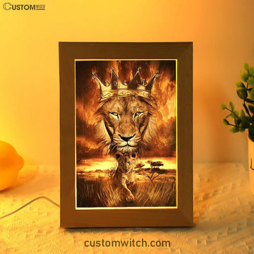 Lion Golden Crown Becoming A King Frame Lamp - Lion Frame Lamp Print - Christian Art - Religious Home Decor