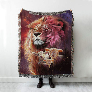 Lion Head Lamb Of God Lion Of Judah Woven Blanket Art - Christian Art - Bible Verse Throw Blanket - Religious Home Decor