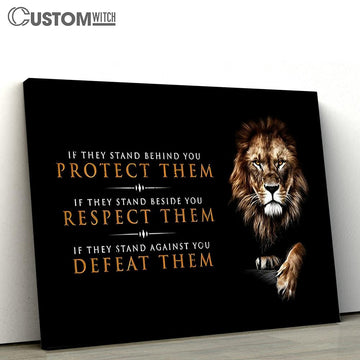 Lion If They Stand Behind You, Protect Them Canvas Art - Lion Canvas Wall Decor