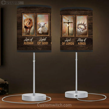 Lion King Lamp Of God Crown Of Thorn Table Lamp Art - Bible Verse Lamp Gift - Christian Bedroom Decor
