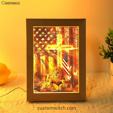 Lion &amp; Lambs Frame Lamp Art - Christian Frame Lamp - Religious Gifts Night Light